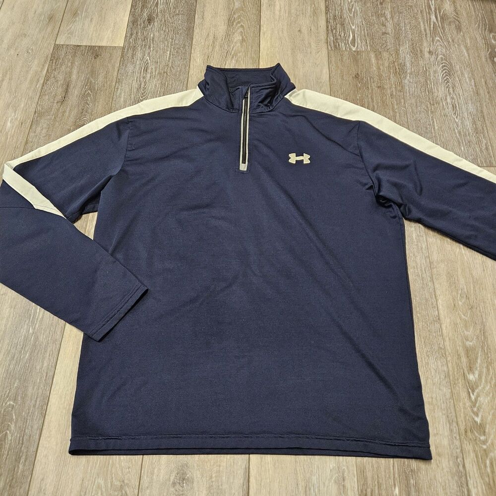 Under Armour Navy Blue Quarter Zip Lightweight Long Sleeve Pullover Men's Large